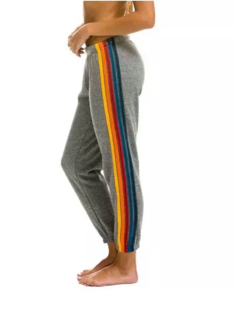 Aviator Nation Gray Joggers with Rainbow Side Stripes